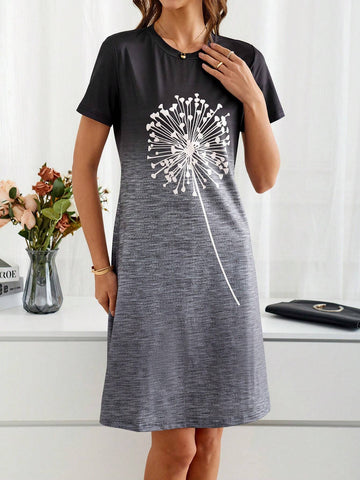 EMERY ROSE Dandelion Pattern Ombre Knitted Dress