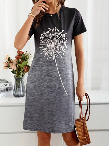 EMERY ROSE Dandelion Pattern Ombre Knitted Dress