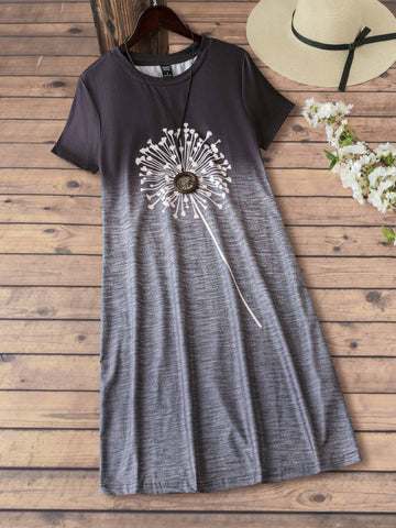 EMERY ROSE Dandelion Pattern Ombre Knitted Dress