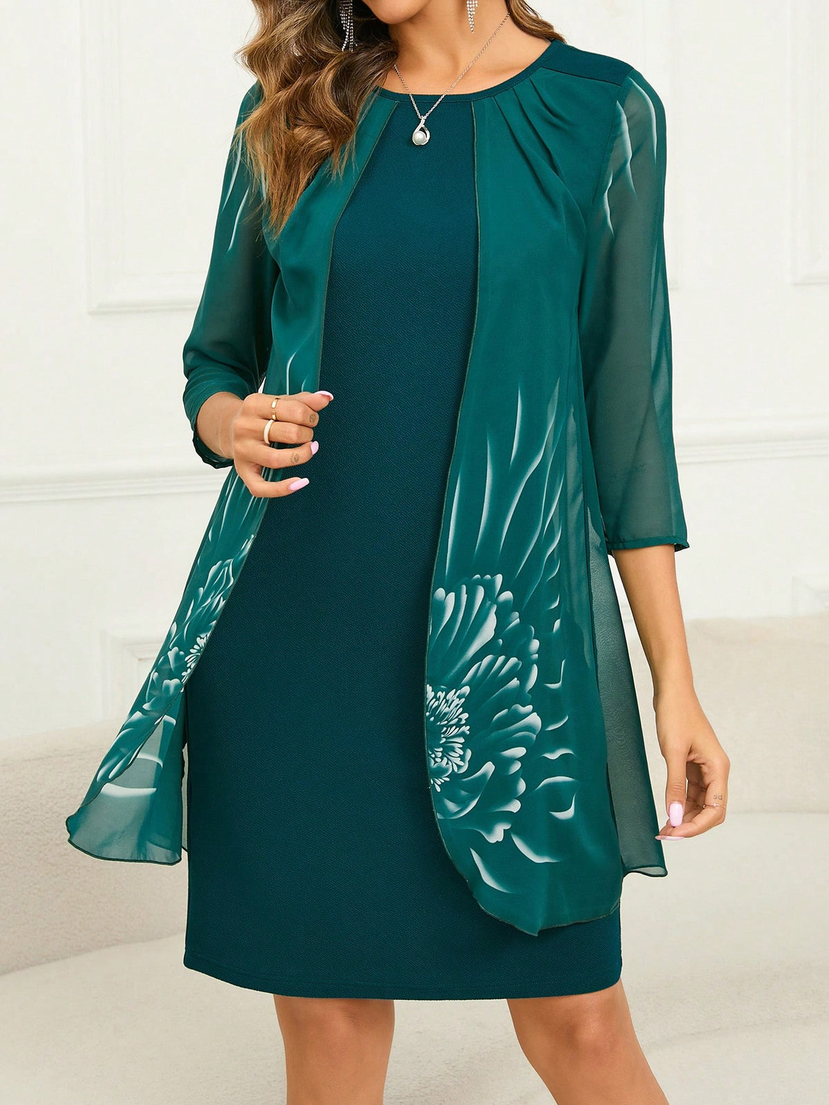 EMERY ROSE Floral Print Cape Dress For Women