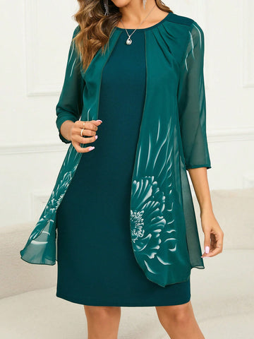 EMERY ROSE Floral Print Cape Dress For Women