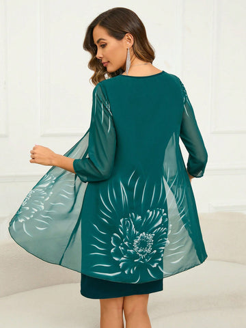 EMERY ROSE Floral Print Cape Dress For Women