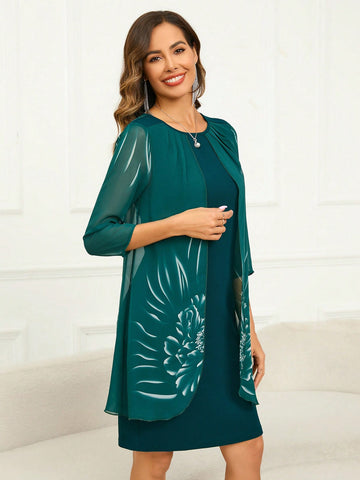 EMERY ROSE Floral Print Cape Dress For Women