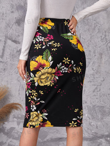 EMERY ROSE Floral Print Pencil Skirt