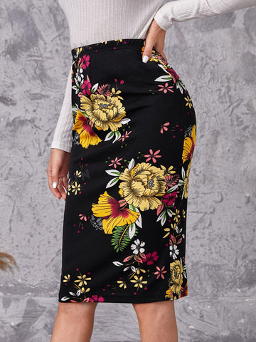 EMERY ROSE Floral Print Pencil Skirt