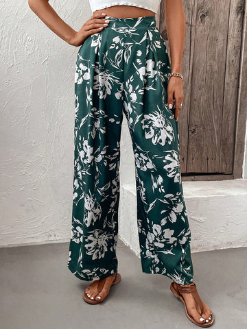 EMERY ROSE Floral Print Wide Leg Pants