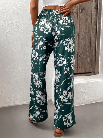 EMERY ROSE Floral Print Wide Leg Pants
