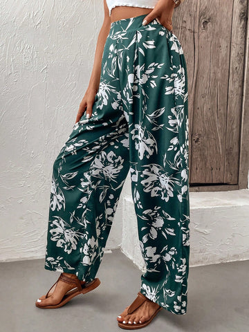 EMERY ROSE Floral Print Wide Leg Pants
