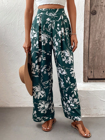 EMERY ROSE Floral Print Wide Leg Pants