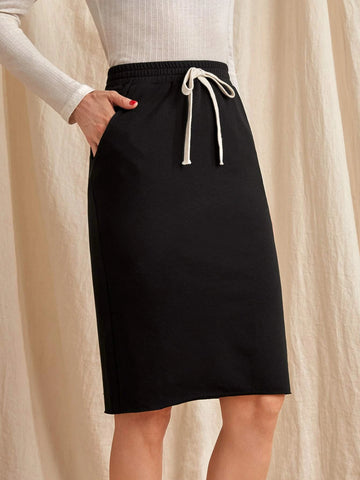 EMERY ROSE Knot Waist Pocket Front Skirt