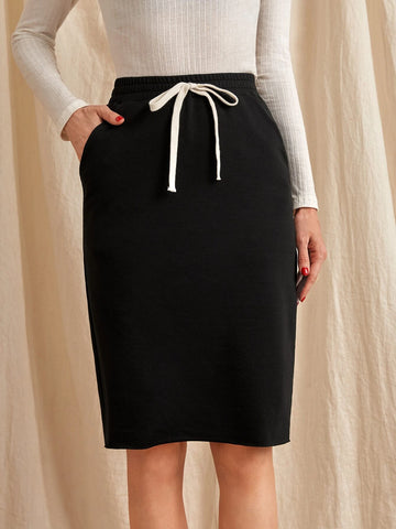 EMERY ROSE Knot Waist Pocket Front Skirt