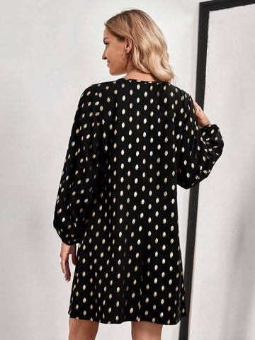 EMERY ROSE Ladies' Spring & Autumn Casual Polka Dot Print Short Dress