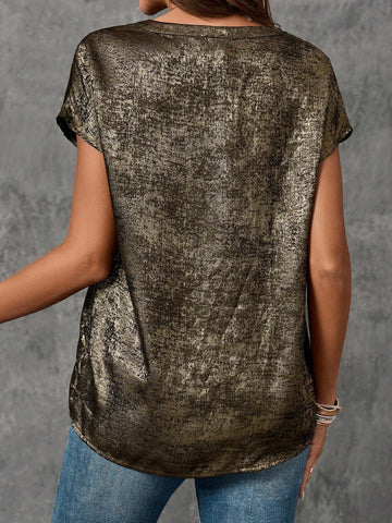 EMERY ROSE Notched Neck Batwing Sleeve Blouse For Summer