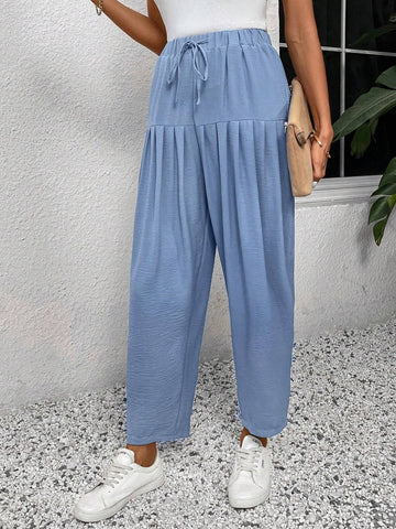 EMERY ROSE Pleated Design Solid Color Casual Women's Long Pants