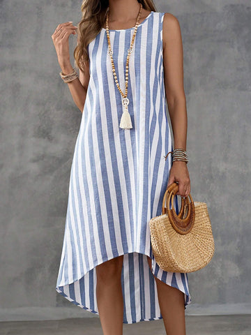 EMERY ROSE Sleeveless Island Vacation Country Stripe Dress For Women