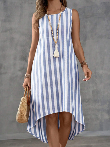EMERY ROSE Sleeveless Island Vacation Country Stripe Dress For Women