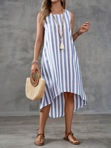 EMERY ROSE Sleeveless Island Vacation Country Stripe Dress For Women