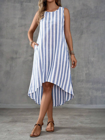 EMERY ROSE Sleeveless Island Vacation Country Stripe Dress For Women