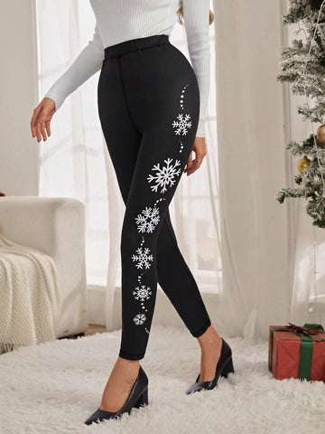EMERY ROSE Snowflake Print Leggings