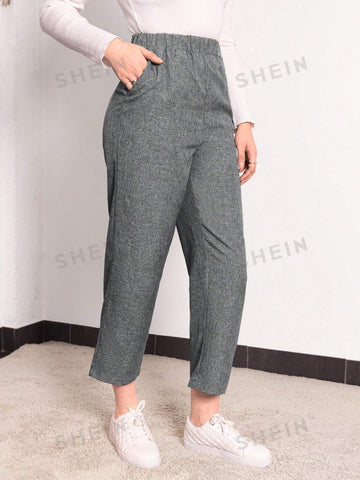EMERY ROSE Solid Color Elastic Waist Long Pants
