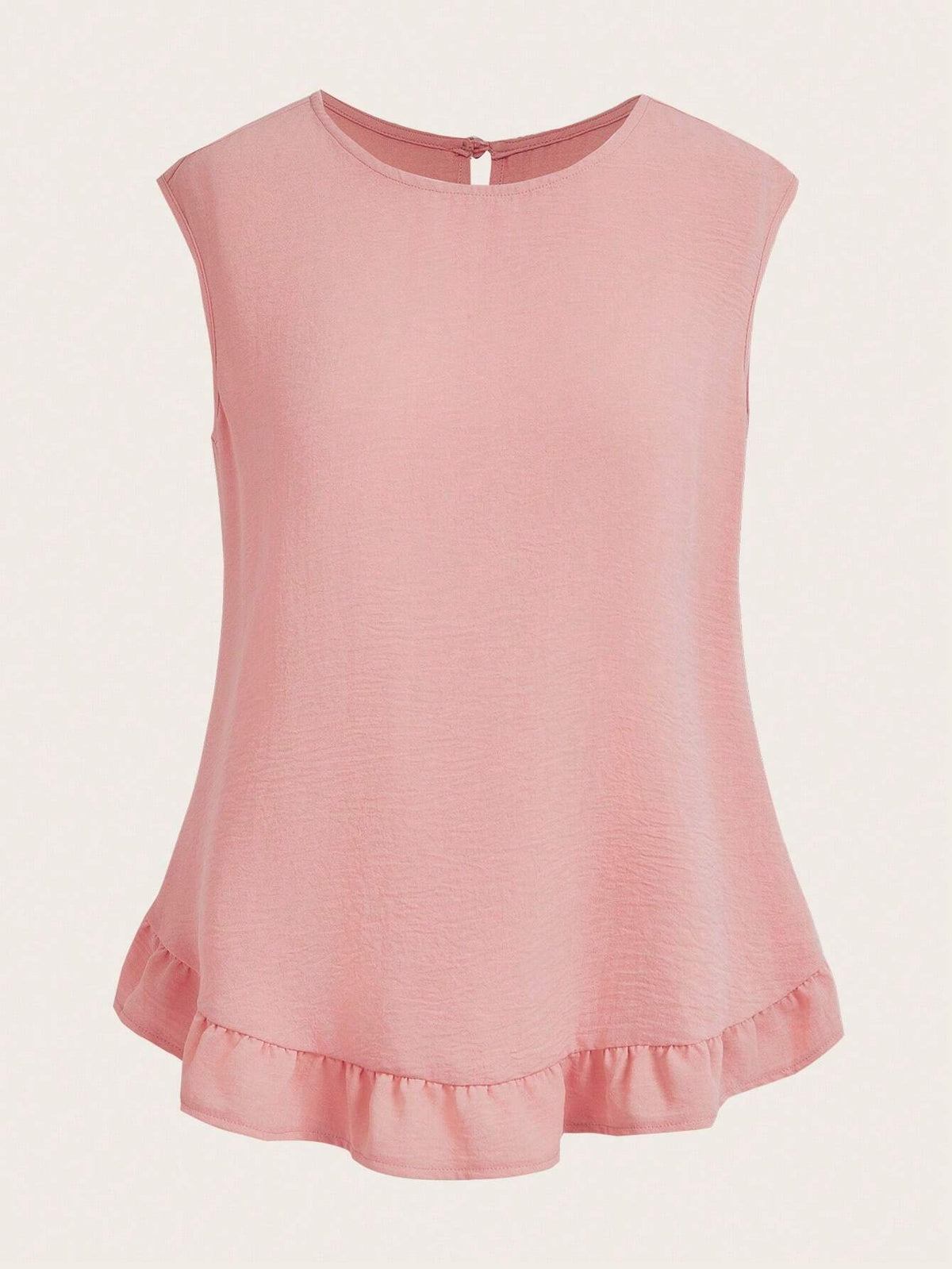 EMERY ROSE Solid Color Sleeveless Ruffle Trimmed Women's Casual Daily Summer Top Blouse