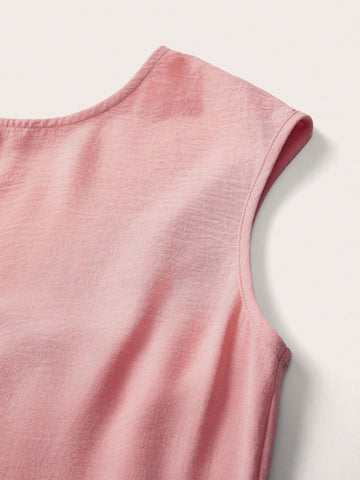 EMERY ROSE Solid Color Sleeveless Ruffle Trimmed Women's Casual Daily Summer Top Blouse