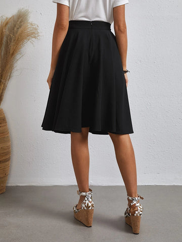 EMERY ROSE Solid Flared Skirt
