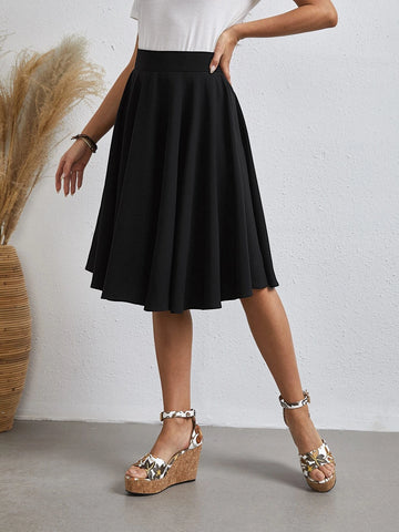 EMERY ROSE Solid Flared Skirt