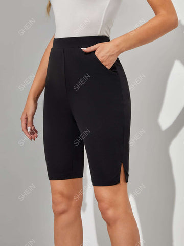 EMERY ROSE Split Hem Slant Pocket Shorts