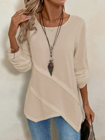 EMERY ROSE Women Asymmetric Hem White Blouse