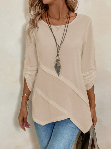 EMERY ROSE Women Asymmetric Hem White Blouse