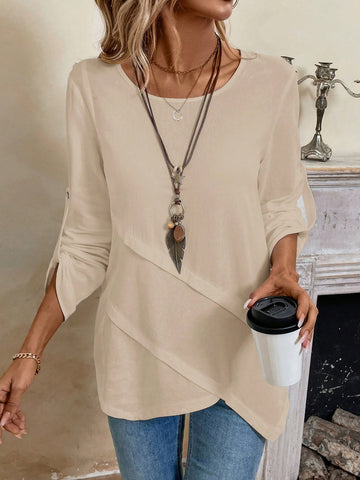 EMERY ROSE Women Asymmetric Hem White Blouse