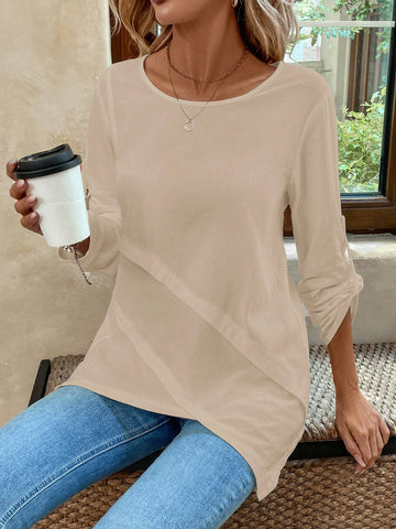 EMERY ROSE Women Asymmetric Hem White Blouse