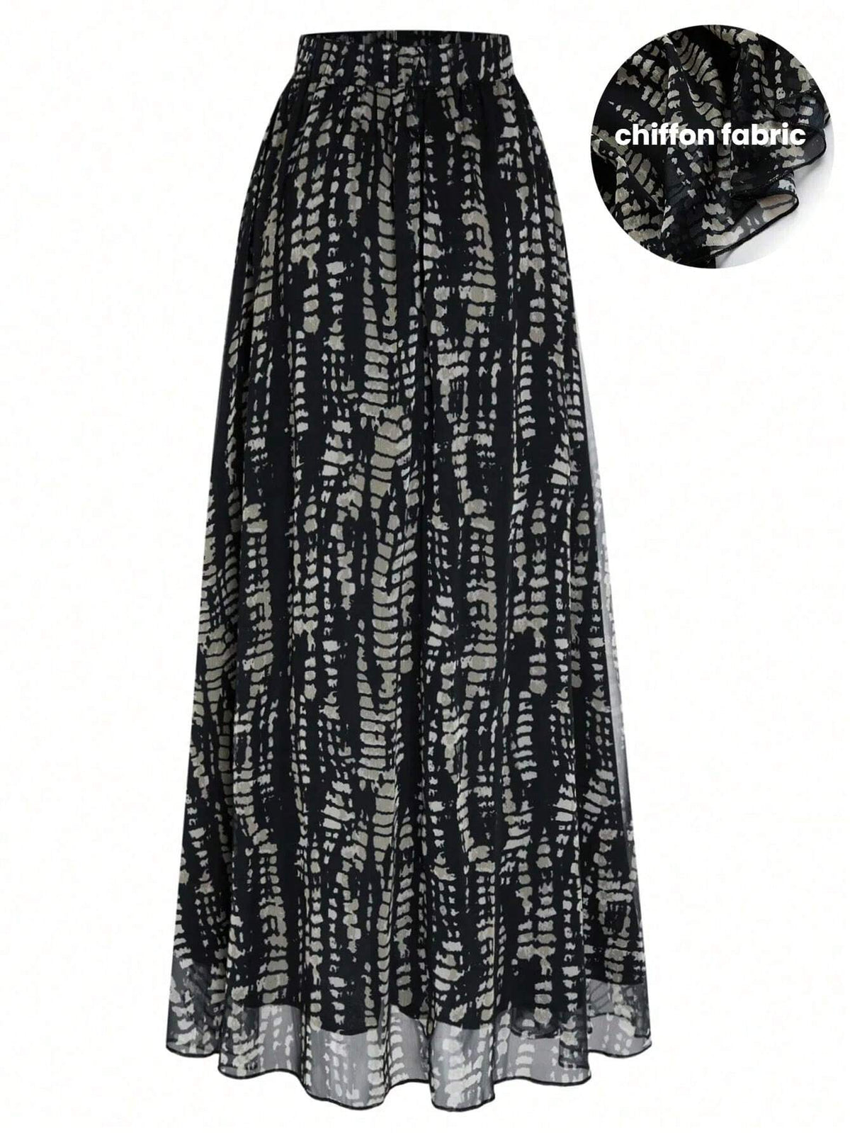 EMERY ROSE Women Casual Elastic Waist Full Allover Print A-Line Skirt, Suitable For Daily Wear And Outings, Autumn Maxi Women Outfit