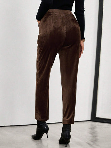 EMERY ROSE Women Corduroy Nomadic Style Brown Pants