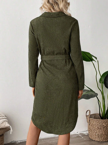 EMERY ROSE Women Corduroy Shirtdress, Button-Up Closure, Autumn/Winter