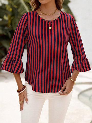 EMERY ROSE Women Crew Neck Basic Shirt, Fall Clothes Work Outfit