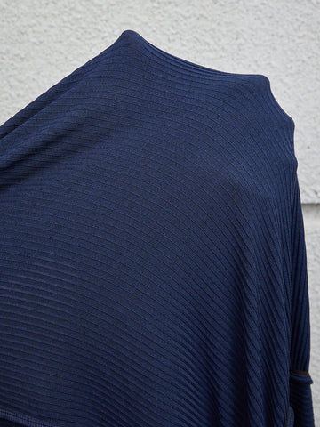 EMERY ROSE Women Elegant Solid Color Round Neck Long Sleeve Ribbed Texture Dress