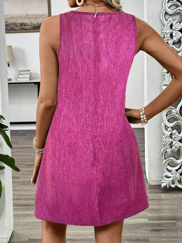 EMERY ROSE Women Floral Embroidery V-Neck Sleeveless Summer Dress