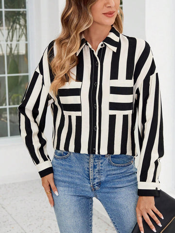 Privé Women's Elegant Dot Print Puff Sleeve Blouse