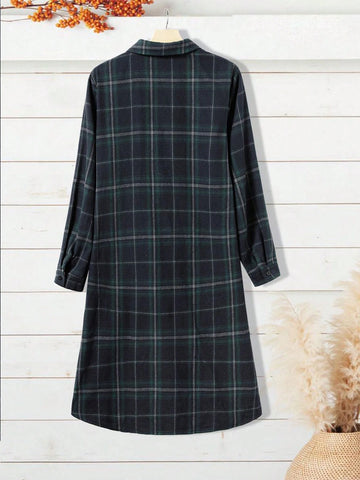 EMERY ROSE Women's Casual Plaid Mini Dress For Autumn