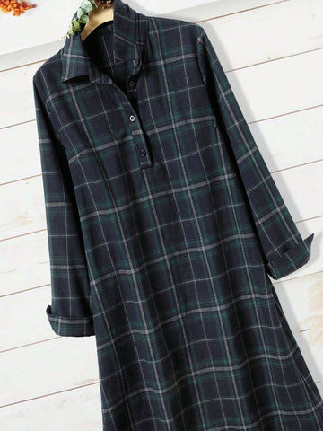 EMERY ROSE Women's Casual Plaid Mini Dress For Autumn