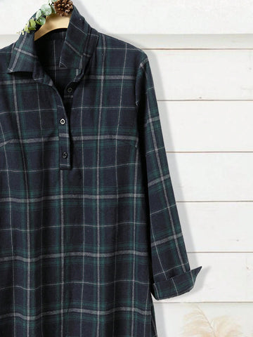 EMERY ROSE Women's Casual Plaid Mini Dress For Autumn