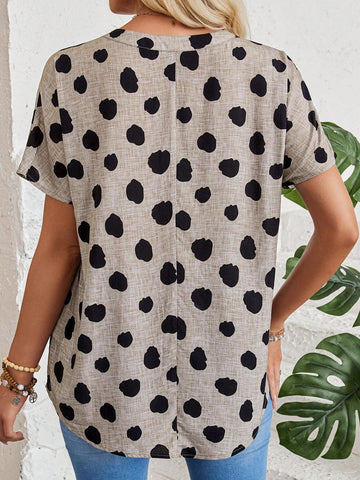 EMERY ROSE Women's Casual Printed Short Sleeve Simple Daily Shirt