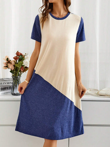 EMERY ROSE Women's Color Block Short Sleeve Dress