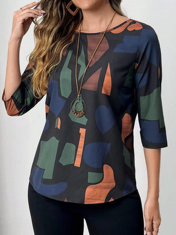 EMERY ROSE Women's Crew Neck Basic Shirt, Casual Fall Outfits For Work