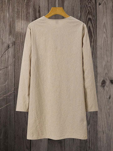 EMERY ROSE Women's Crew Neck Pullover Casual Daily Solid Minimalist Shift Dress