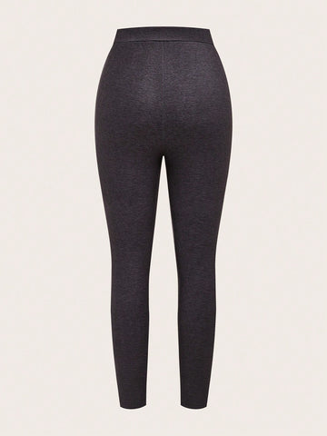 EMERY ROSE Women's Dandelion Pattern Long High Waist Leggings With Double-sided Fleece