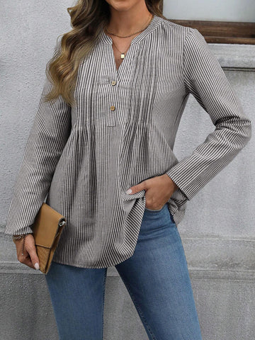 EMERY ROSE Women's Long Sleeve Button Up Blouse, Casual Tops For Homecoming, Autumn/Fall Season