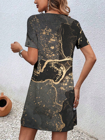 EMERY ROSE Women's Marble Print Dress